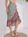 Tie Waistband Flounce Hem Midi Skirt - Trendsi - Flyclothing LLC