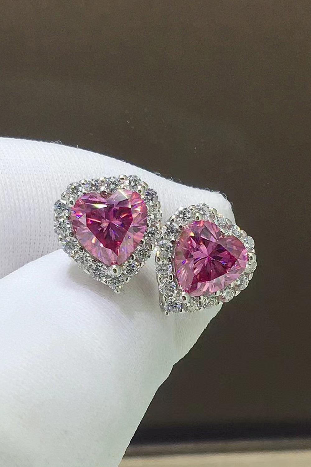 2 Carat Moissanite Heart-Shaped Earrings - Flyclothing LLC