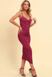 Ruched Spaghetti Strap Crisscross Detail Dress - Trendsi - Flyclothing LLC