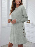 Decorative Button Round Neck Dress - Trendsi - Flyclothing LLC