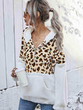 Leopard Half-Zip Dropped Shoulder Hoodie - Trendsi - Flyclothing LLC