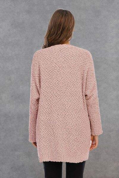 Pocketed Open Front Long Sleeve Cardigan - Trendsi - Flyclothing LLC