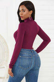 Turtleneck Long Sleeve Bodysuit - Trendsi - Flyclothing LLC