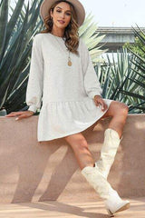 Round Neck Dropped Shoulder Mini Dress - Trendsi - Flyclothing LLC