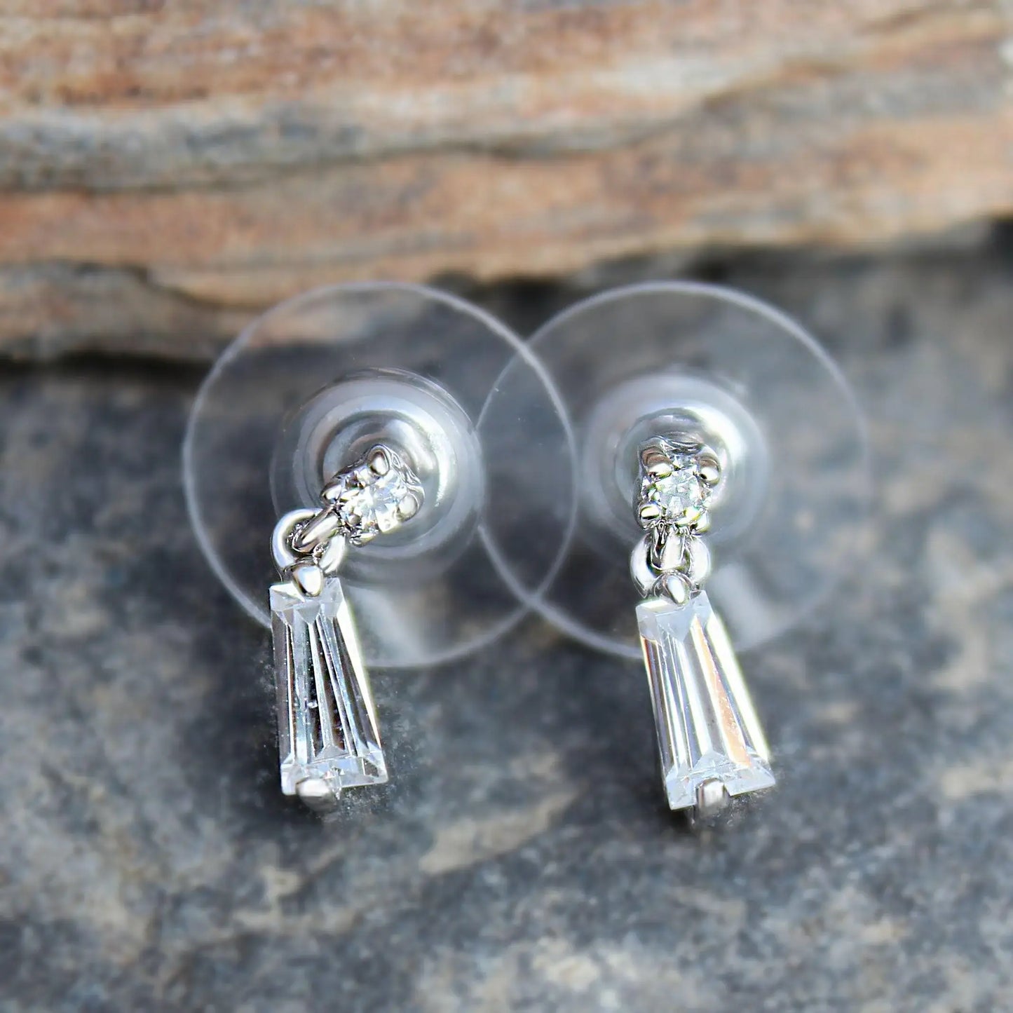 Alamode Rhodium Plating Brass Earrings with AAA Grade CZ in Clear - Alamode - Flyclothing LLC