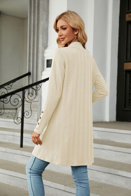 Long Sleeve Open Front Cardigan - Trendsi