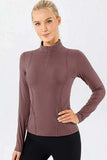 Mock Neck Quarter Zip Active T-Shirt - Trendsi - Flyclothing LLC