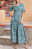 Paisley Print Flounce Sleeve Maxi Dress - Trendsi - Flyclothing LLC