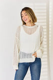 HYFVE Openwork Ribbed Trim Long Sleeve Knit Top - Trendsi