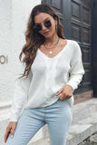 Cable-Knit V-Neck Sweater - Trendsi - Flyclothing LLC
