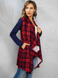 Plaid Open Front Cardigan - Trendsi
