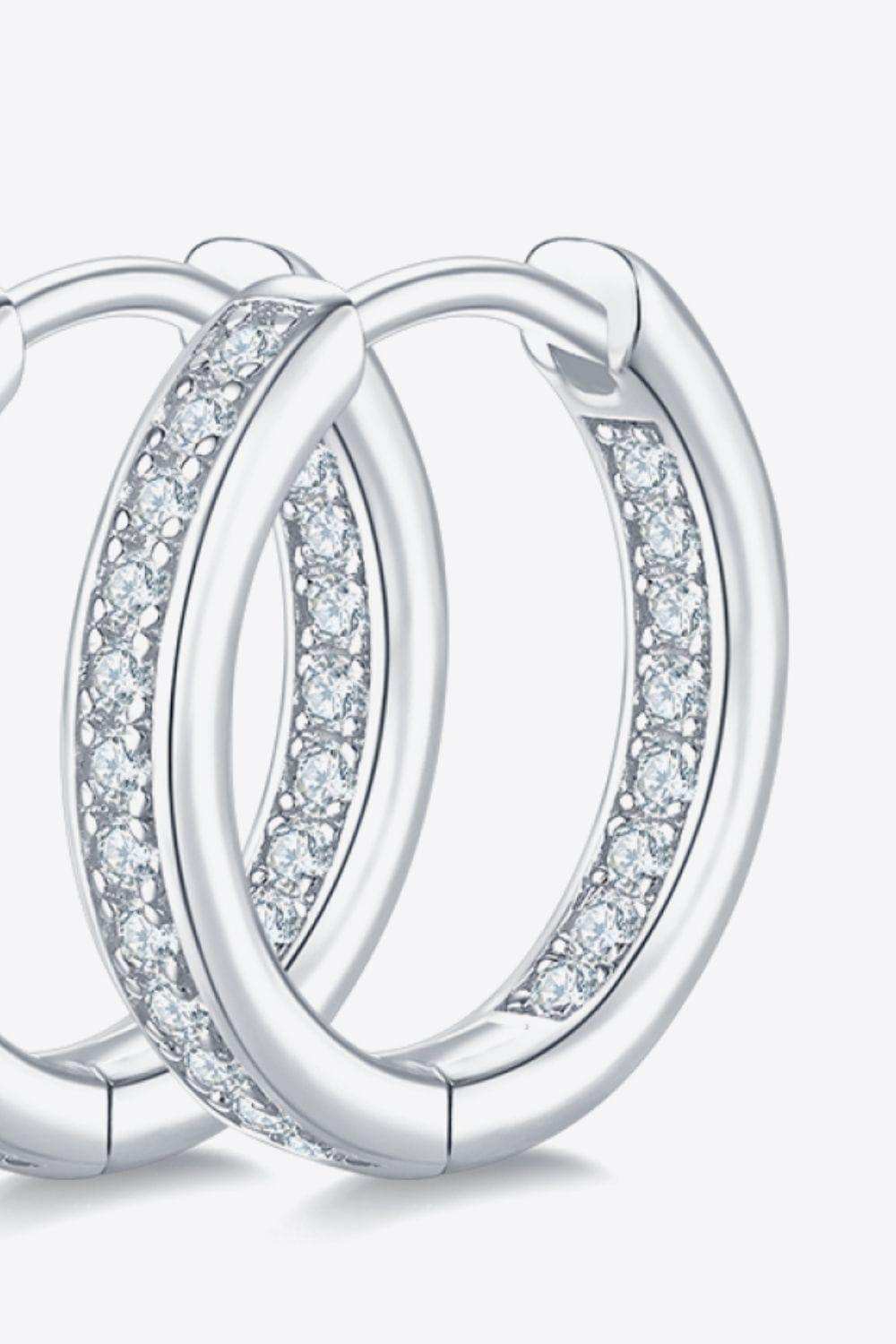 Moissanite 925 Sterling Silver Huggie Earrings - Trendsi - Flyclothing LLC