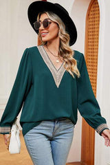 V-Neck Long Sleeve T-Shirt - Trendsi - Flyclothing LLC