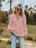V-Neck Flounce Sleeve Blouse - Trendsi - Flyclothing LLC