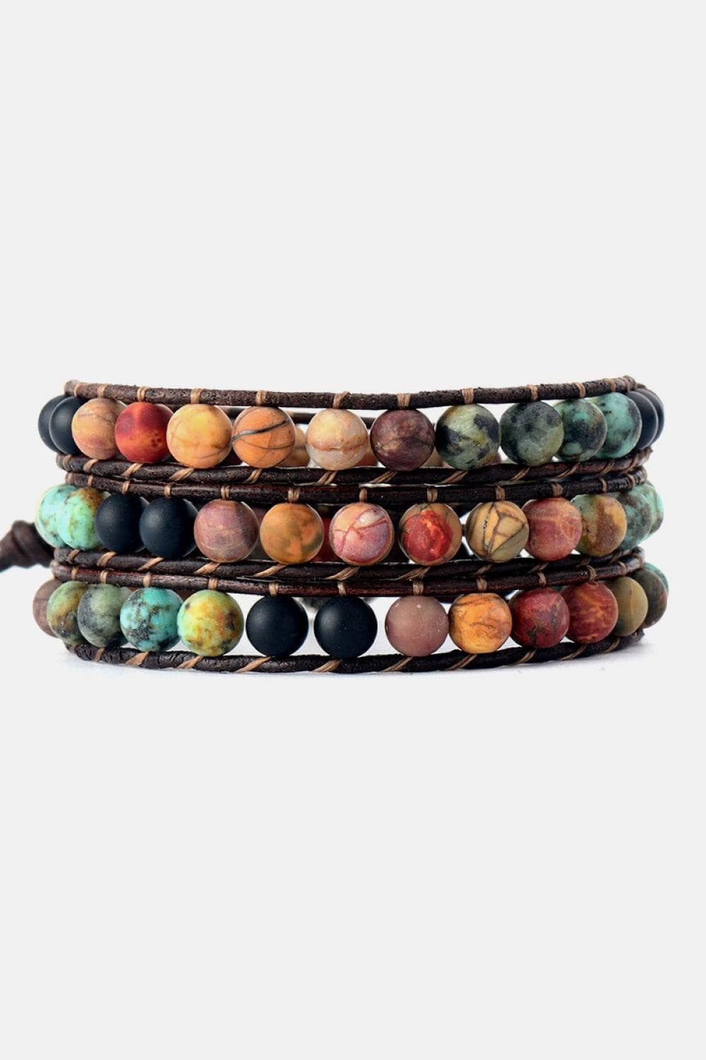 Handmade Triple Layer Beaded Agate Bracelet - Trendsi