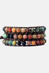 Handmade Triple Layer Beaded Agate Bracelet - Trendsi