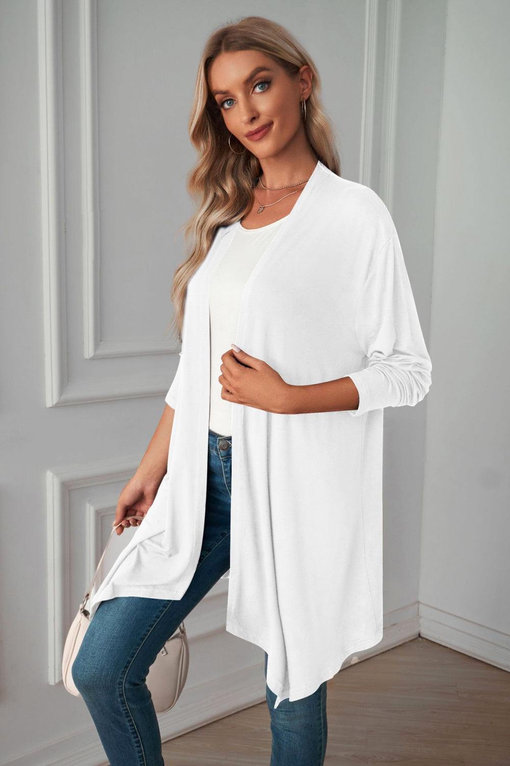 Open Front Long Sleeve Cardigan - Trendsi