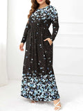 Plus Size Round Neck Maxi Dress with Pockets - Trendsi - Flyclothing LLC