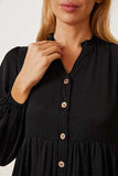 Ruffled Button Up Long Sleeve Tiered Shirt - Trendsi - Flyclothing LLC