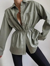 Snap Down Collared Jacket - Trendsi - Flyclothing LLC