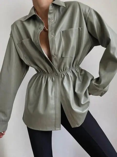 Snap Down Collared Jacket - Trendsi - Flyclothing LLC