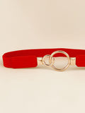 Double Ring Buckle Elastic PU Belt - Trendsi