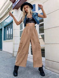 Pocketed Wide Leg Elastic Waist Pants - Trendsi - Flyclothing LLC