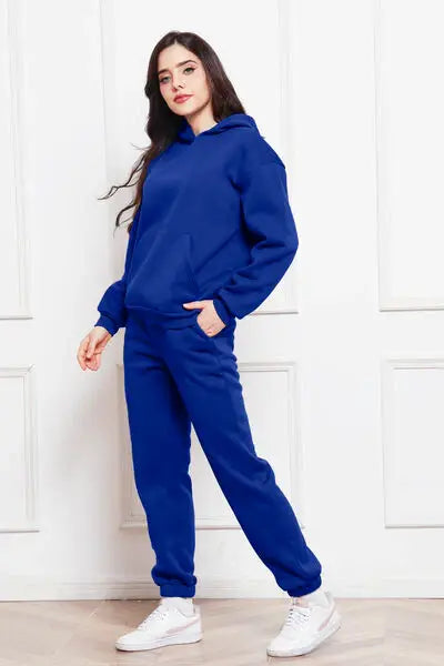 Drop Shoulder Long Sleeve Hoodie and Pants Set - Trendsi - Flyclothing LLC
