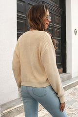 Button-Down Dropped Shoulder Ribbed Cardigan - Trendsi