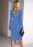 Rib-Knit Slit Sweater Dress - Trendsi - Flyclothing LLC