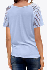 V-Neck Raglan Sleeve Tee - Trendsi - Flyclothing LLC