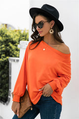 Round Neck Raglan Sleeve Sweatshirt - Trendsi