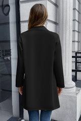 Lapel Collar Long Sleeve Blazer - Trendsi - Flyclothing LLC