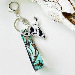 Rhinestone Bull Keychain - Trendsi