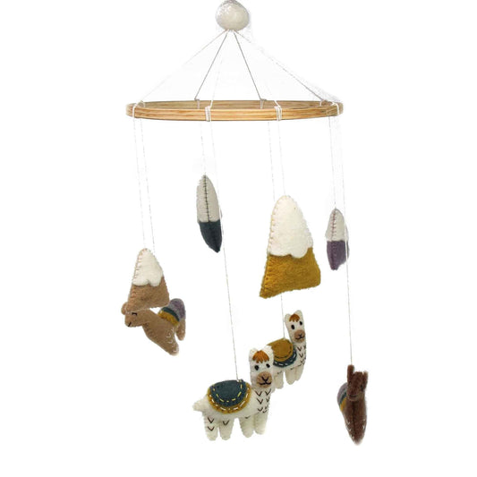 Hand Crafted Felt Little Llamas Mobile - Global Groove Direct