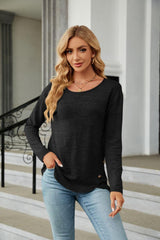 Round Neck Long Sleeve T-Shirt - Trendsi