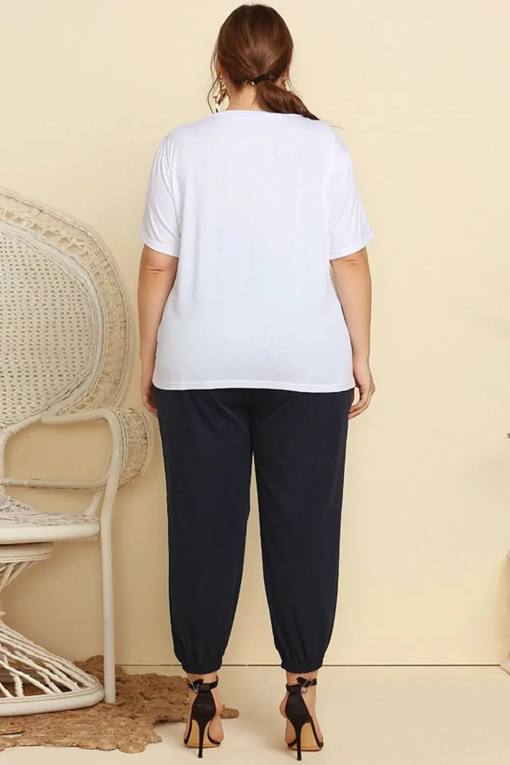Graphic Tee and Belted Paperbag Joggers Set - Trendsi - Flyclothing LLC