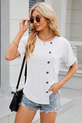 Round Neck Short Sleeve T-Shirt - Trendsi - Flyclothing LLC