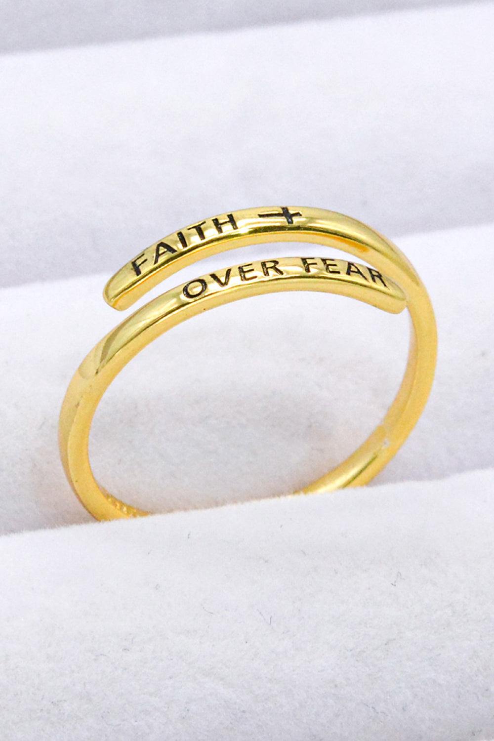 FAITH OVER FEAR Bypass Ring - Trendsi