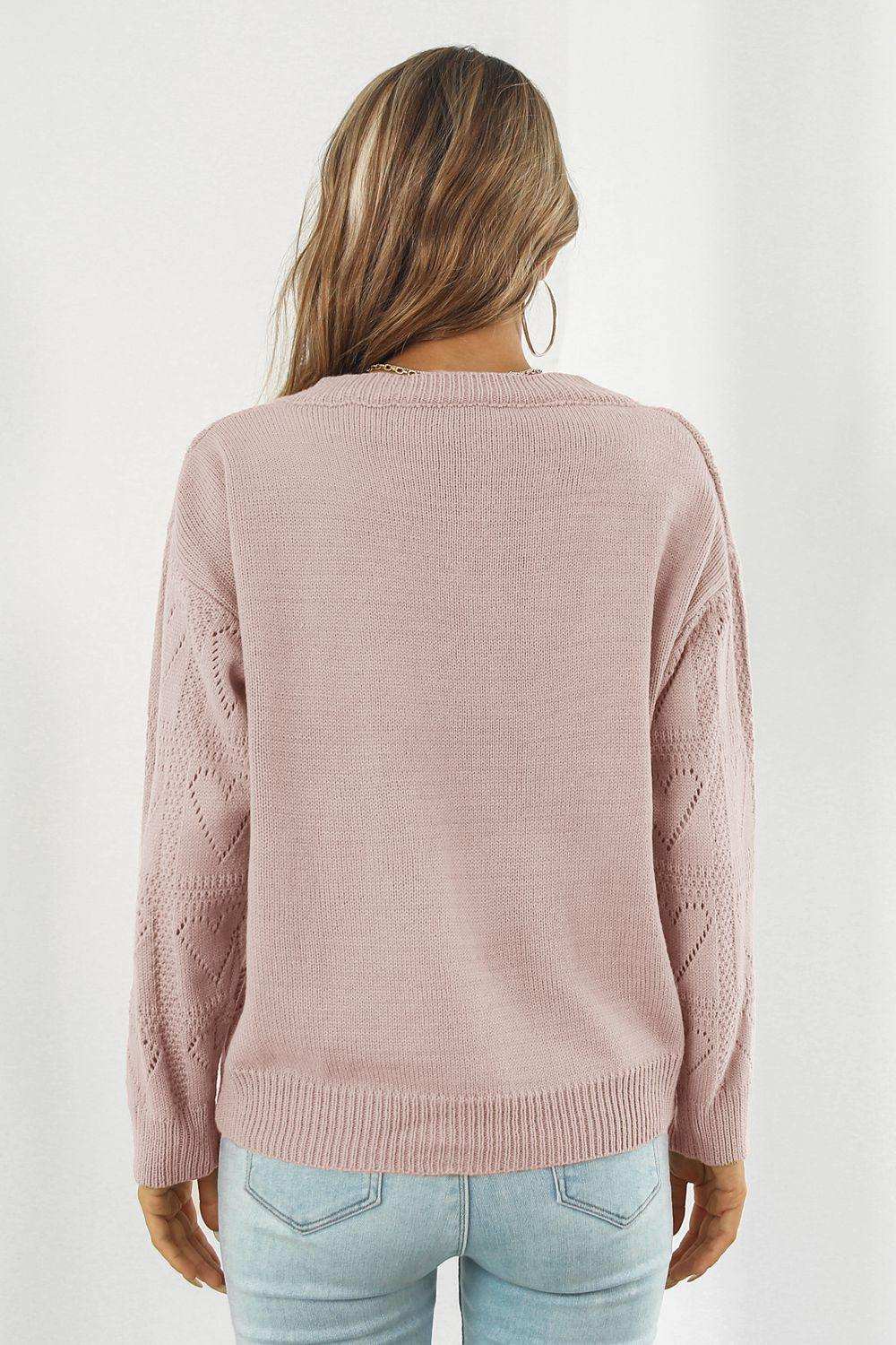 V-Neck Drop Shoulder Sweater - Trendsi - Flyclothing LLC