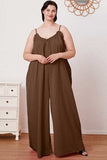 Full Size Ruffle Trim Tie Back Cami Jumpsuit with Pockets - Trendsi - Flyclothing LLC
