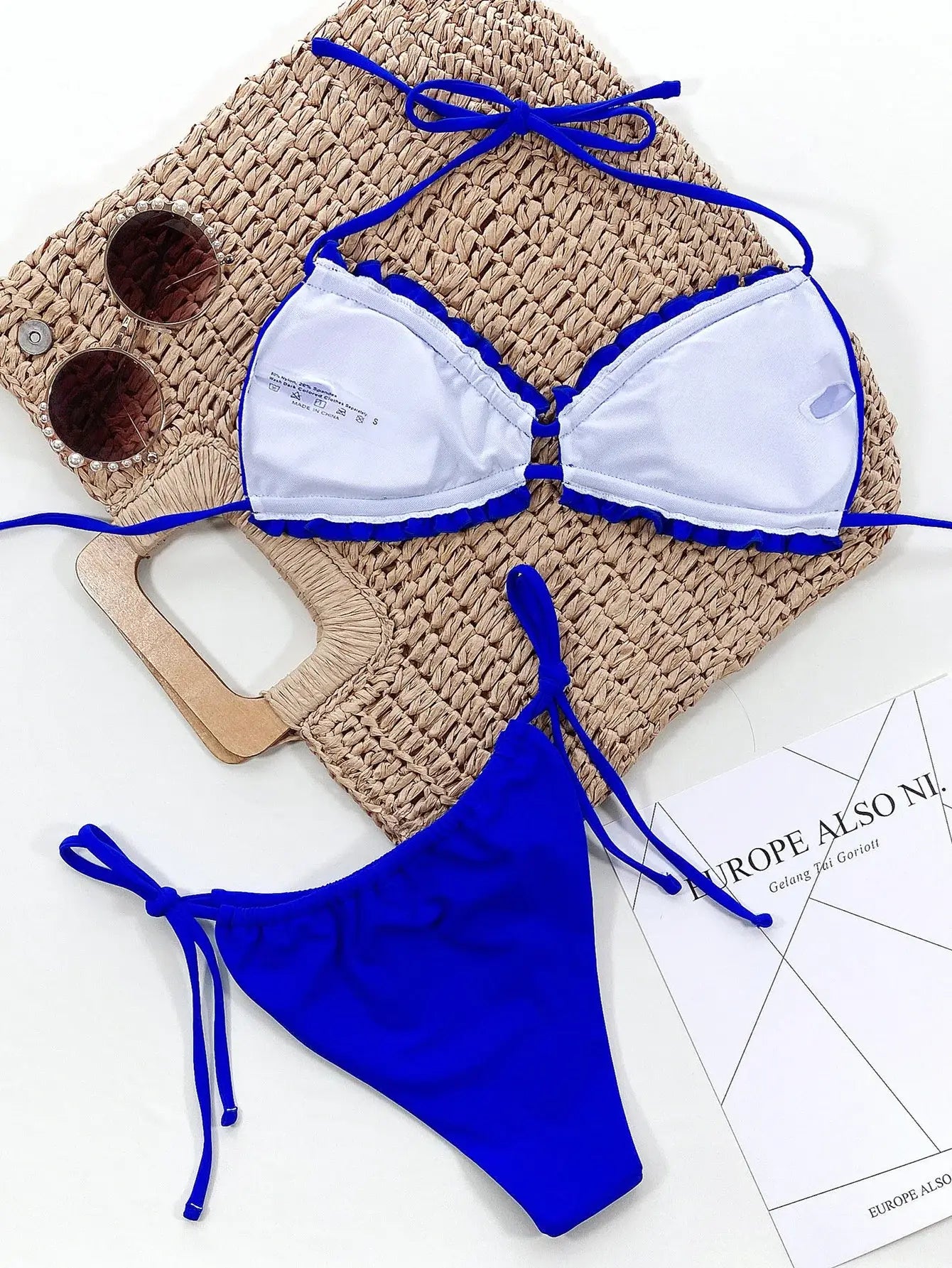 Frill Trill Halter Neck Bikini Set - Trendsi - Flyclothing LLC