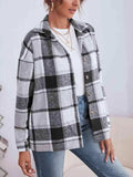 Plaid Collared Neck Button Down Jacket - Trendsi - Flyclothing LLC