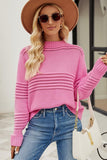 Round Neck Opnework Long Sleeve Pullover Sweater - Trendsi