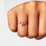 925 Sterling Silver Inlaid Zircon Bow Ring - Trendsi