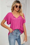 Eyelet Tie Neck Flutter Sleeve Blouse - Trendsi - Flyclothing LLC