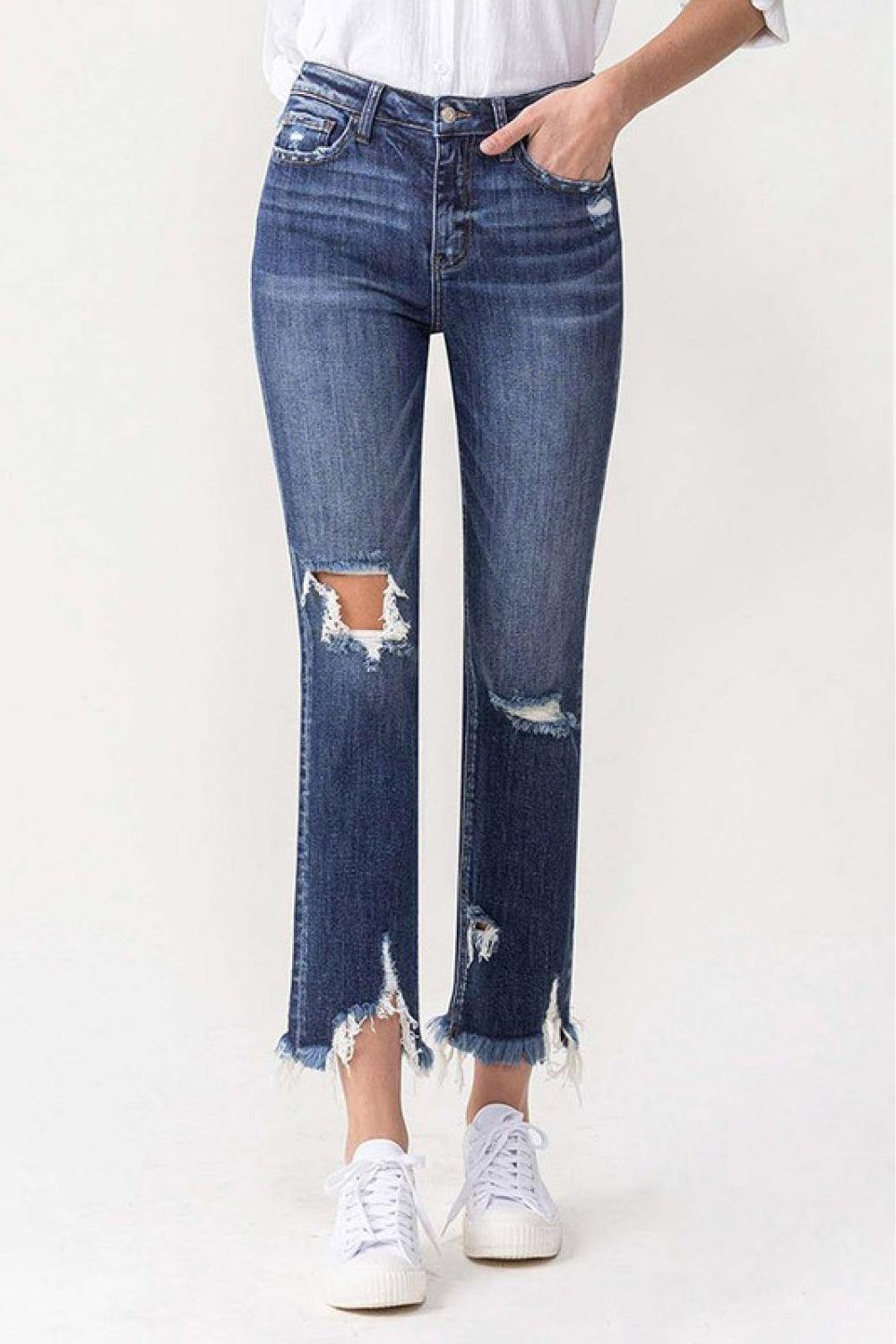 Lovervet Jackie Full Size High Rise Crop Straight Leg Jeans - Trendsi