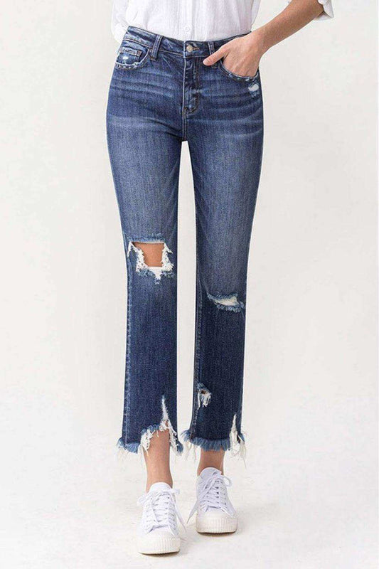 Lovervet Jackie Full Size High Rise Crop Straight Leg Jeans - Trendsi - Flyclothing LLC