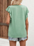 Notched Cap Sleeve T-Shirt - Trendsi - Flyclothing LLC