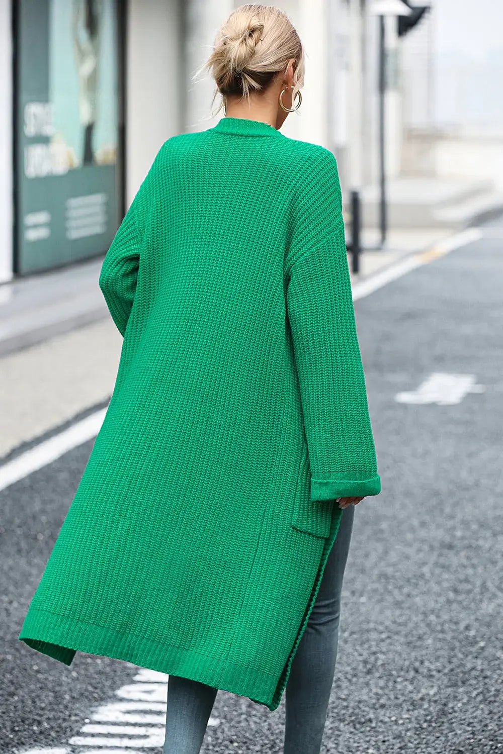 Dropped Shoulder Long Sleeve Cardigan with Pocket - Trendsi - Flyclothing LLC
